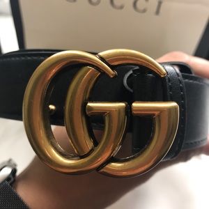 Gucci leather belt with Double G Buckle